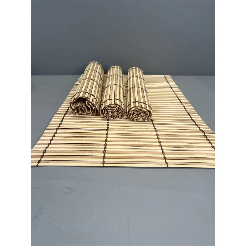Natural Bamboo Rollup Placemats 4 Pieces Set